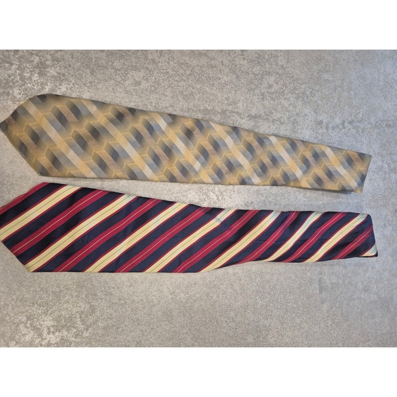 Mens Ties Lot Van Heusen Stafford Striped Geometric Silk Necktie Bundle - Picture 1 of 7